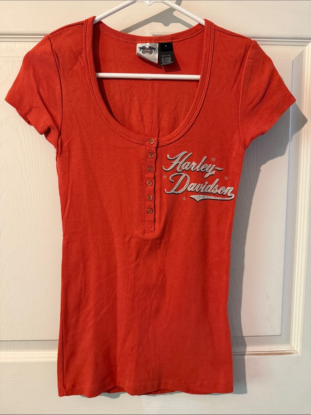 Harley-Davidson Women’s Orange Henley Tee